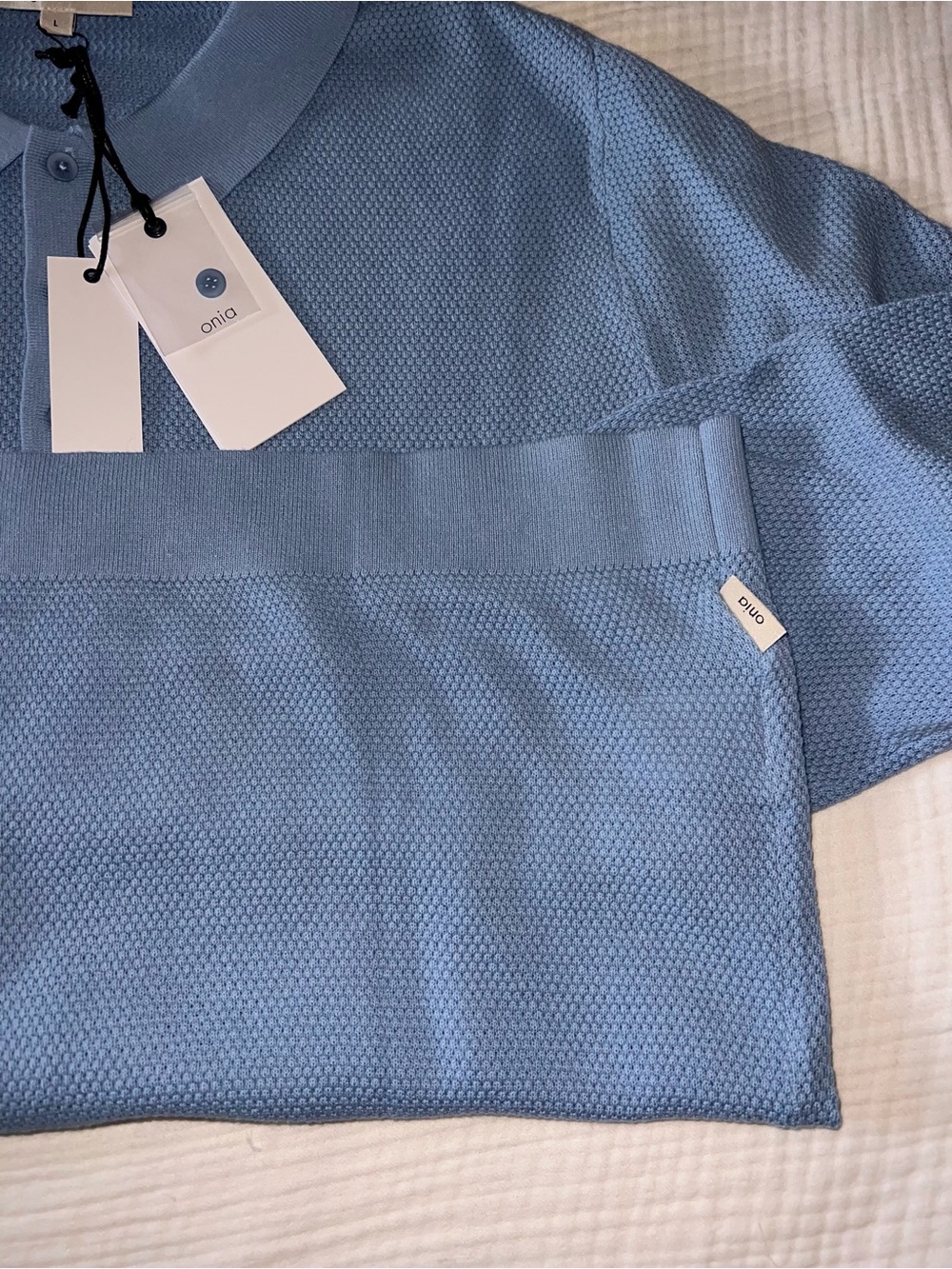 NWT Onia Men’s Textured Knit Long Sleeve Polo - Picture 5 of 6